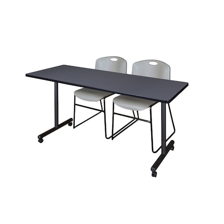Kobe Rectangle Mobile table, 72" W, 29" H, Laminate Top, Gray MKTRCC7224GY44GY